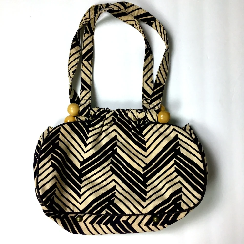 Old Navy Brown/Cream Geometric Fabric Purse